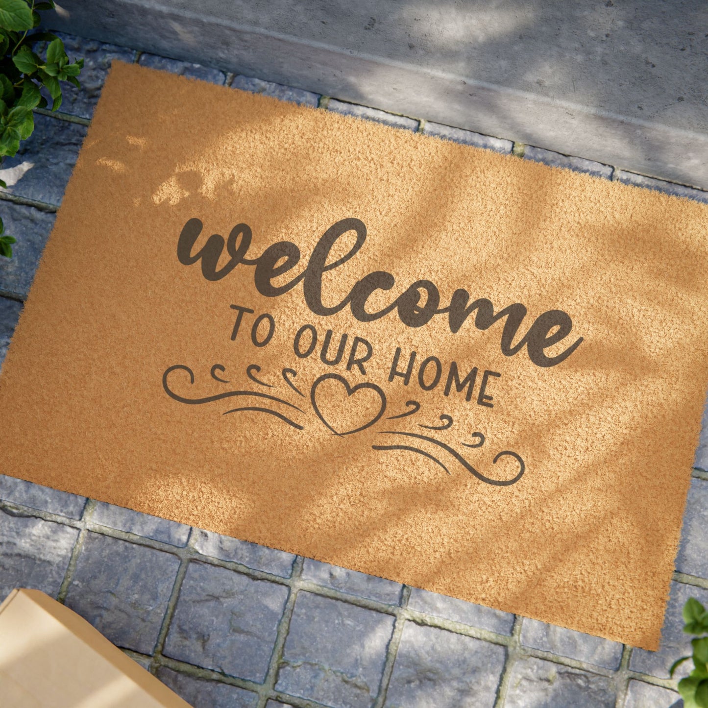 Welcome to Our Home Coir Doormat — Decorative Outdoor/Indoor Entrance Mat