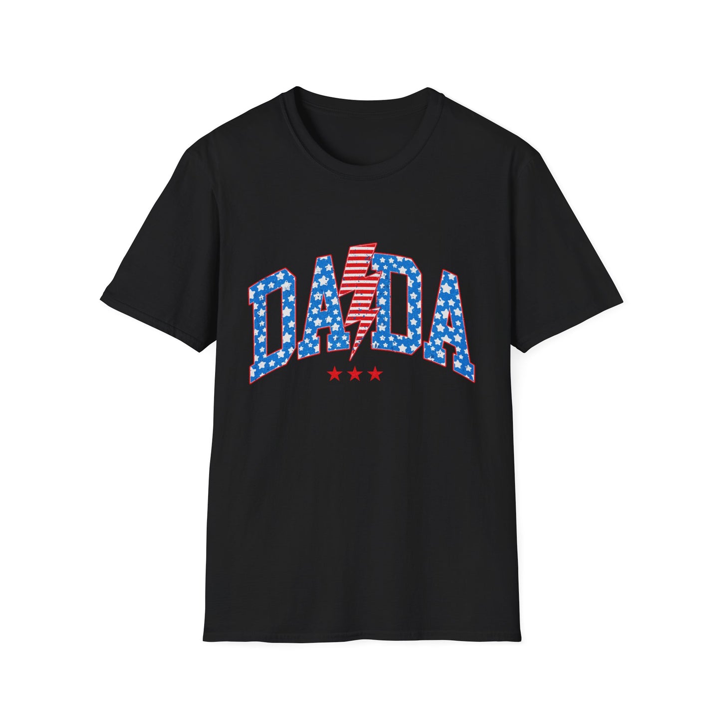 DADA Patriotic Lightning T-Shirt — American Flag Stars & Stripes Dad Tee