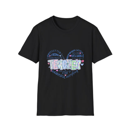 Teacher Heart Word Cloud T-Shirt