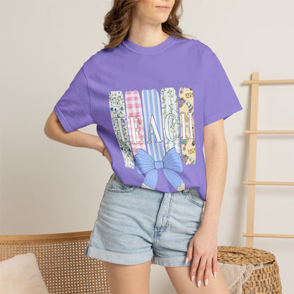 Teacher Floral Pencil Bow T-Shirt