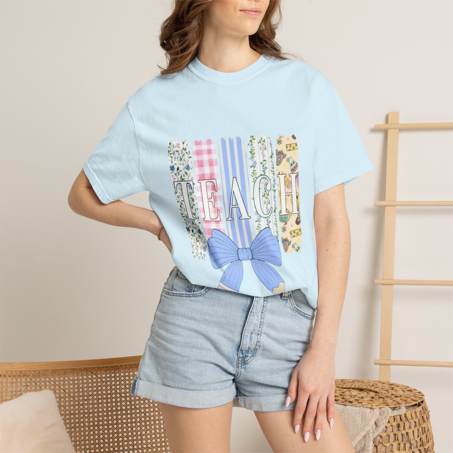 Teacher Floral Pencil Bow T-Shirt