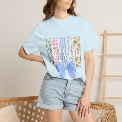 Teacher Floral Pencil Bow T-Shirt