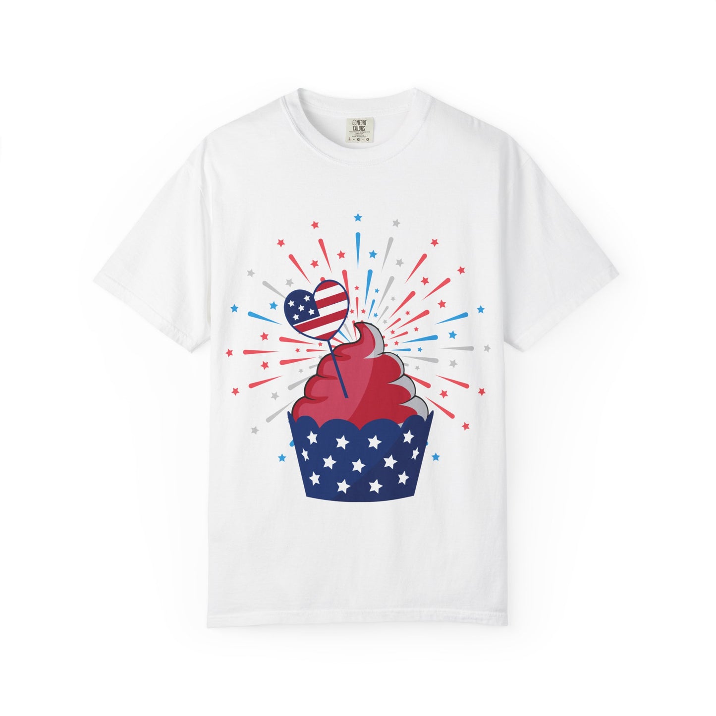 Patriotic Cupcake T-Shirt — USA Flag Firework 4th of July Tee