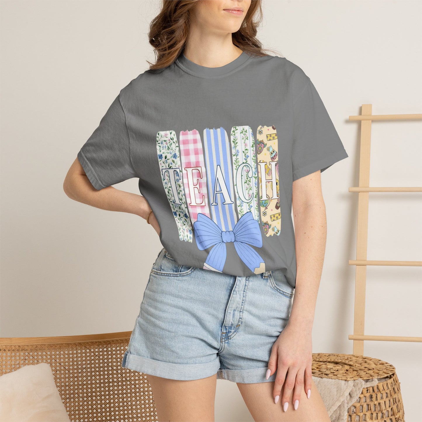 Teacher Floral Pencil Bow T-Shirt