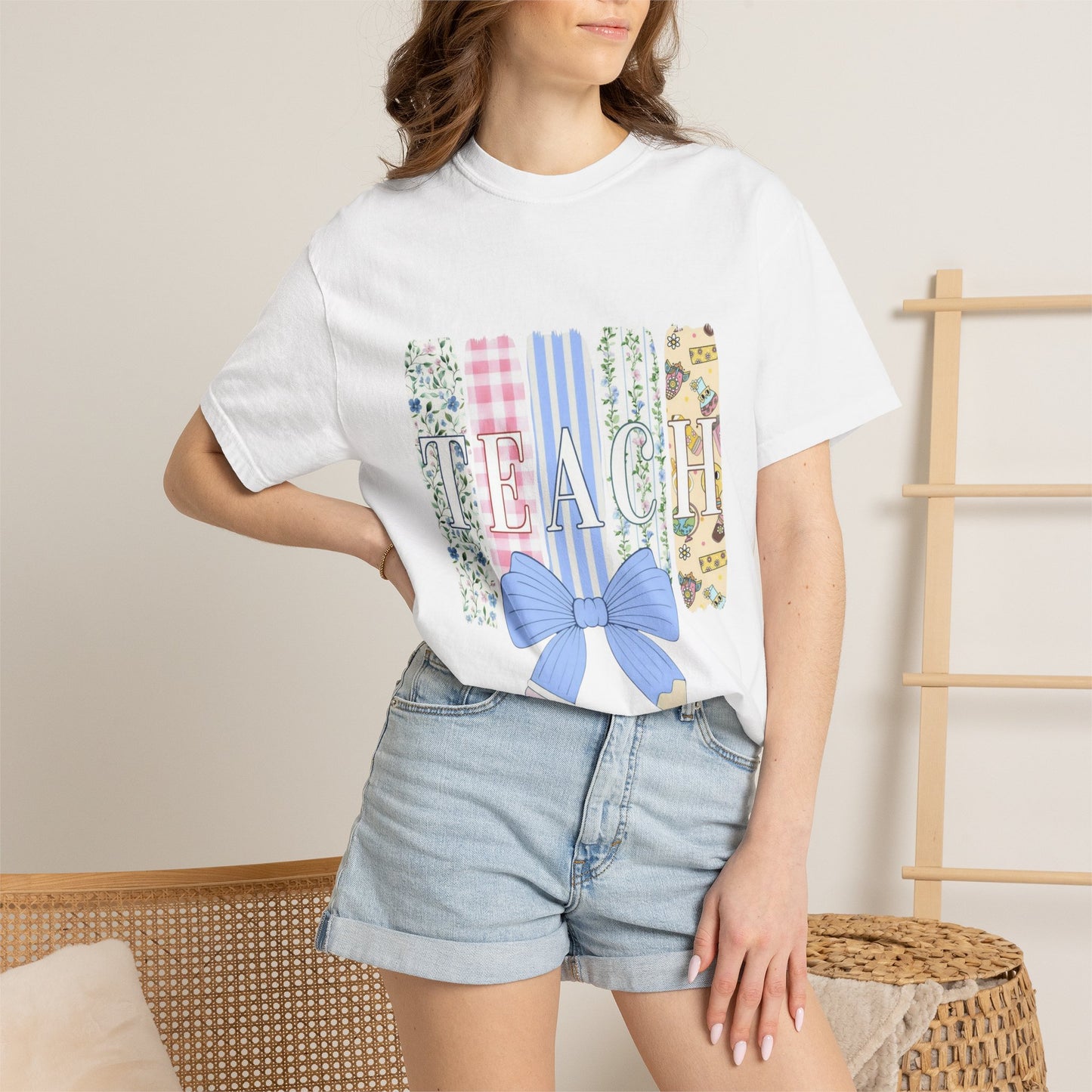Teacher Floral Pencil Bow T-Shirt