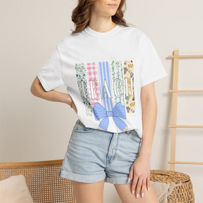 Teacher Floral Pencil Bow T-Shirt