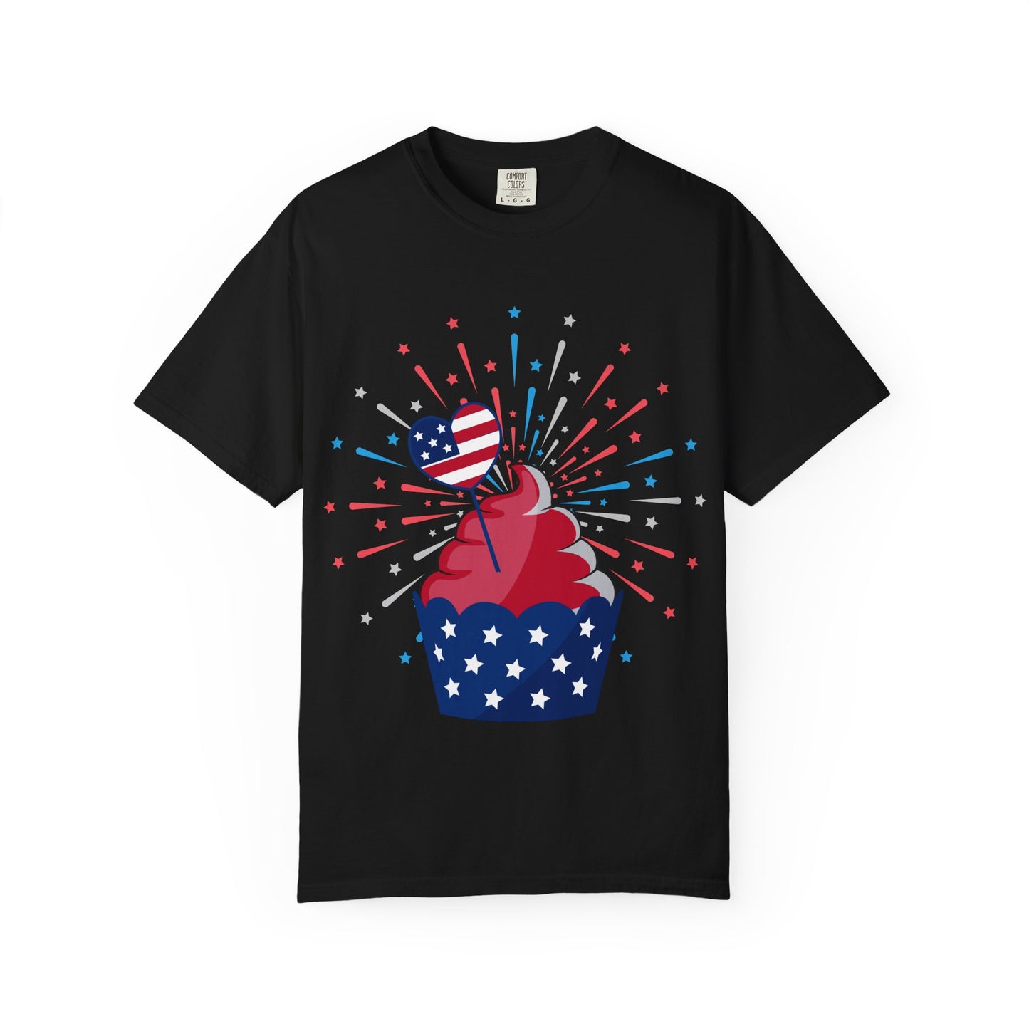 Patriotic Cupcake T-Shirt — USA Flag Firework 4th of July Tee
