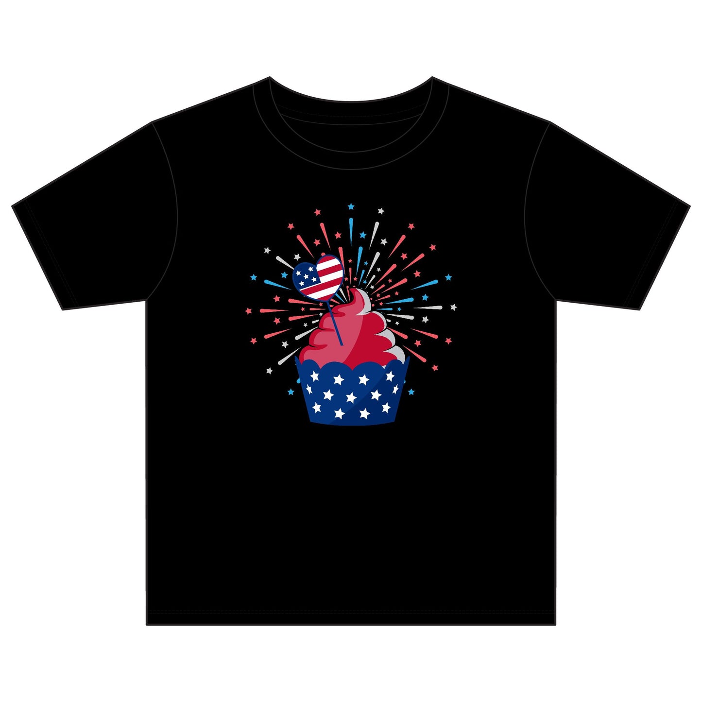 Kids' Patriotic Cupcake Tee — 4th of July Fireworks Shirt