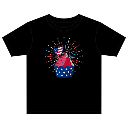Kids' Patriotic Cupcake Tee — 4th of July Fireworks Shirt