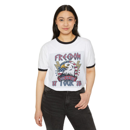 Freedom Tour Ringer Tee — American Eagle 1776 Patriotic T-Shirt