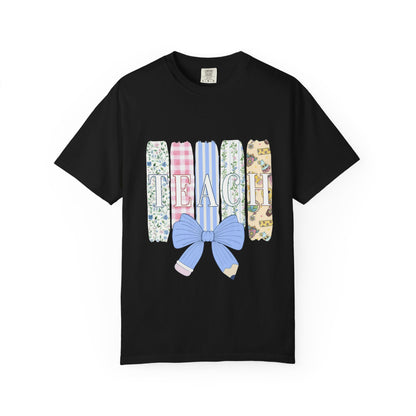 Teacher Floral Pencil Bow T-Shirt