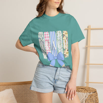 Teacher Floral Pencil Bow T-Shirt