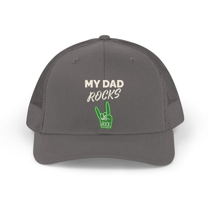 Trucker Hat — "My Dad Rocks" Retro Foam Finger Dad Cap