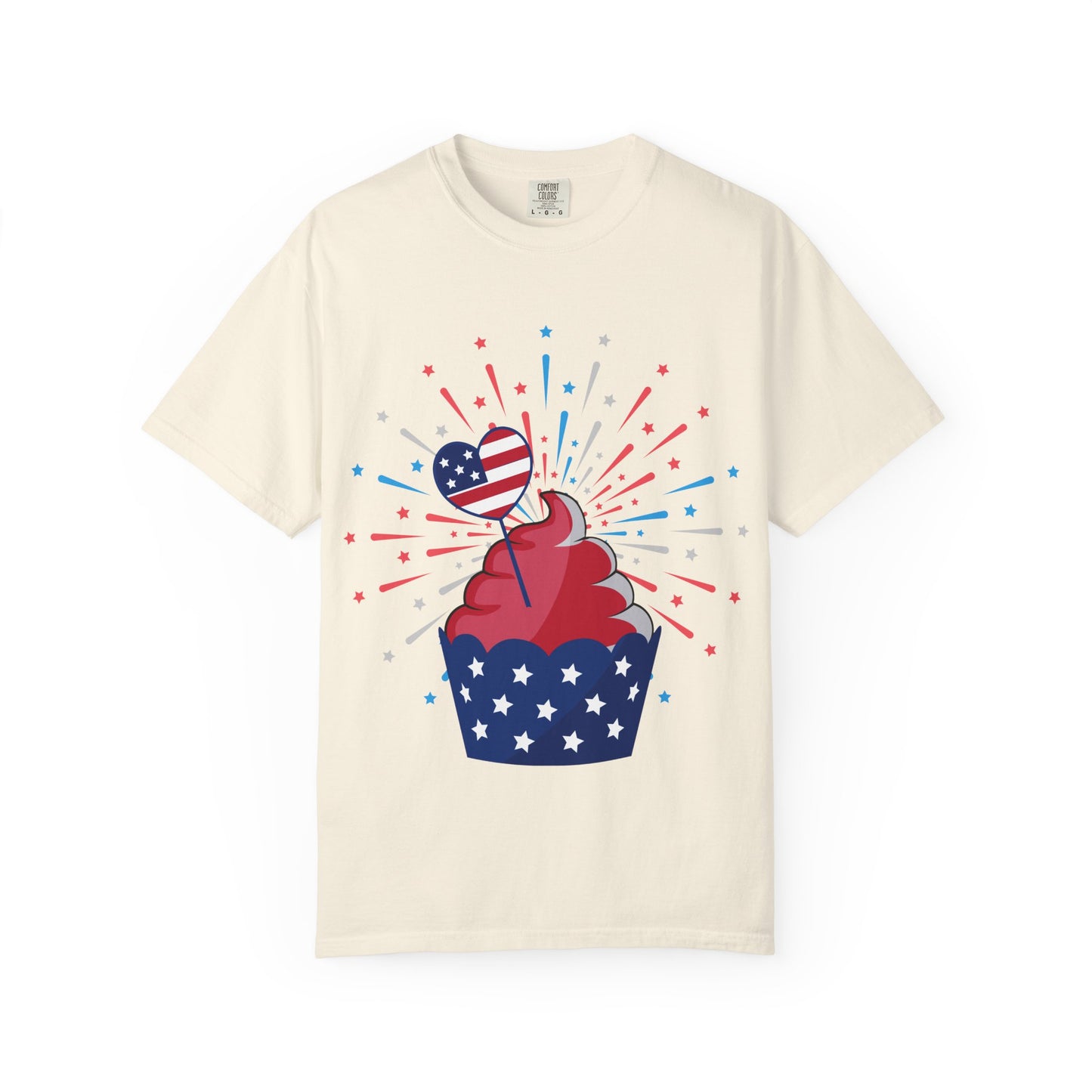 Patriotic Cupcake T-Shirt — USA Flag Firework 4th of July Tee