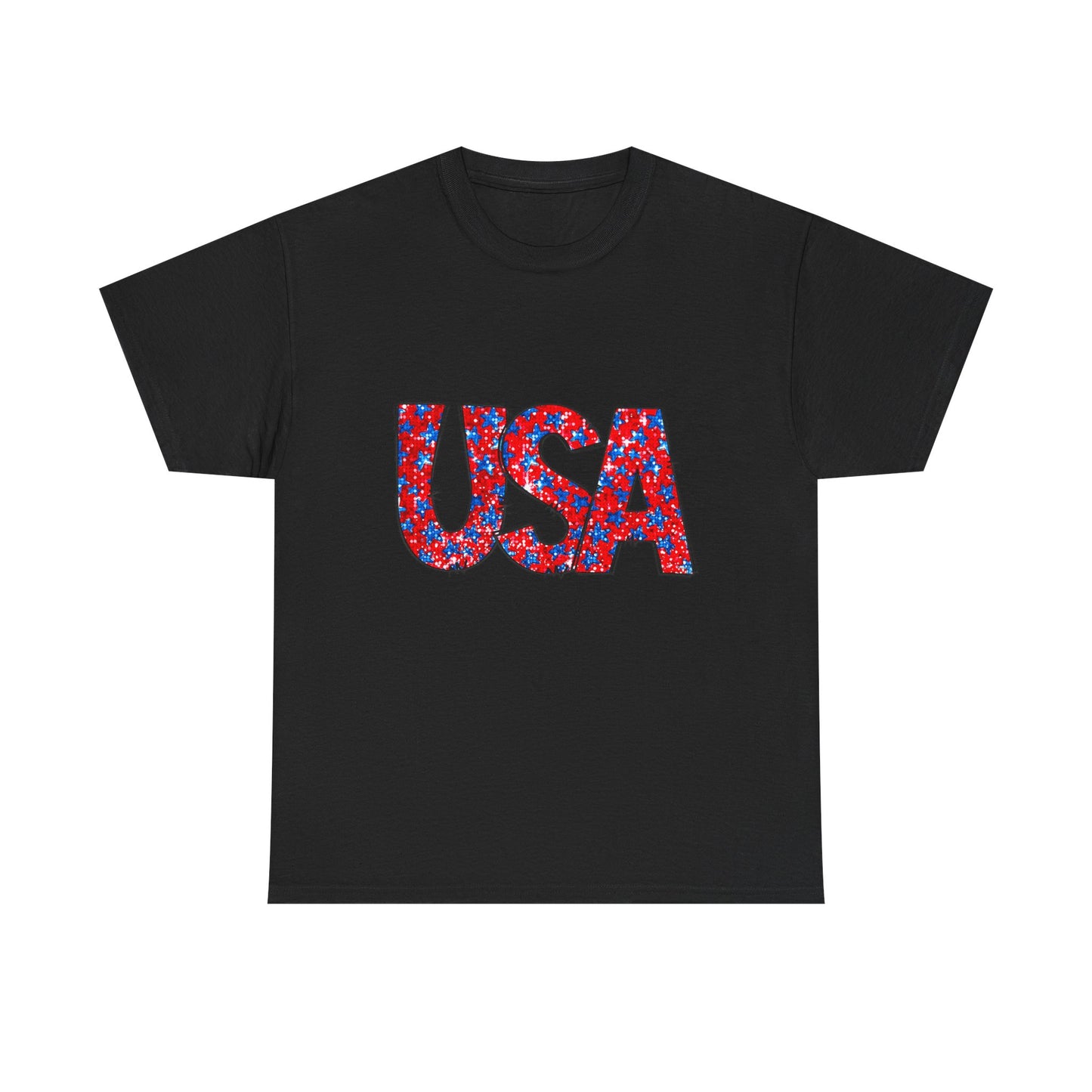 USA Floral Print T-Shirt — Patriotic Red & Blue Tee for 4th of July