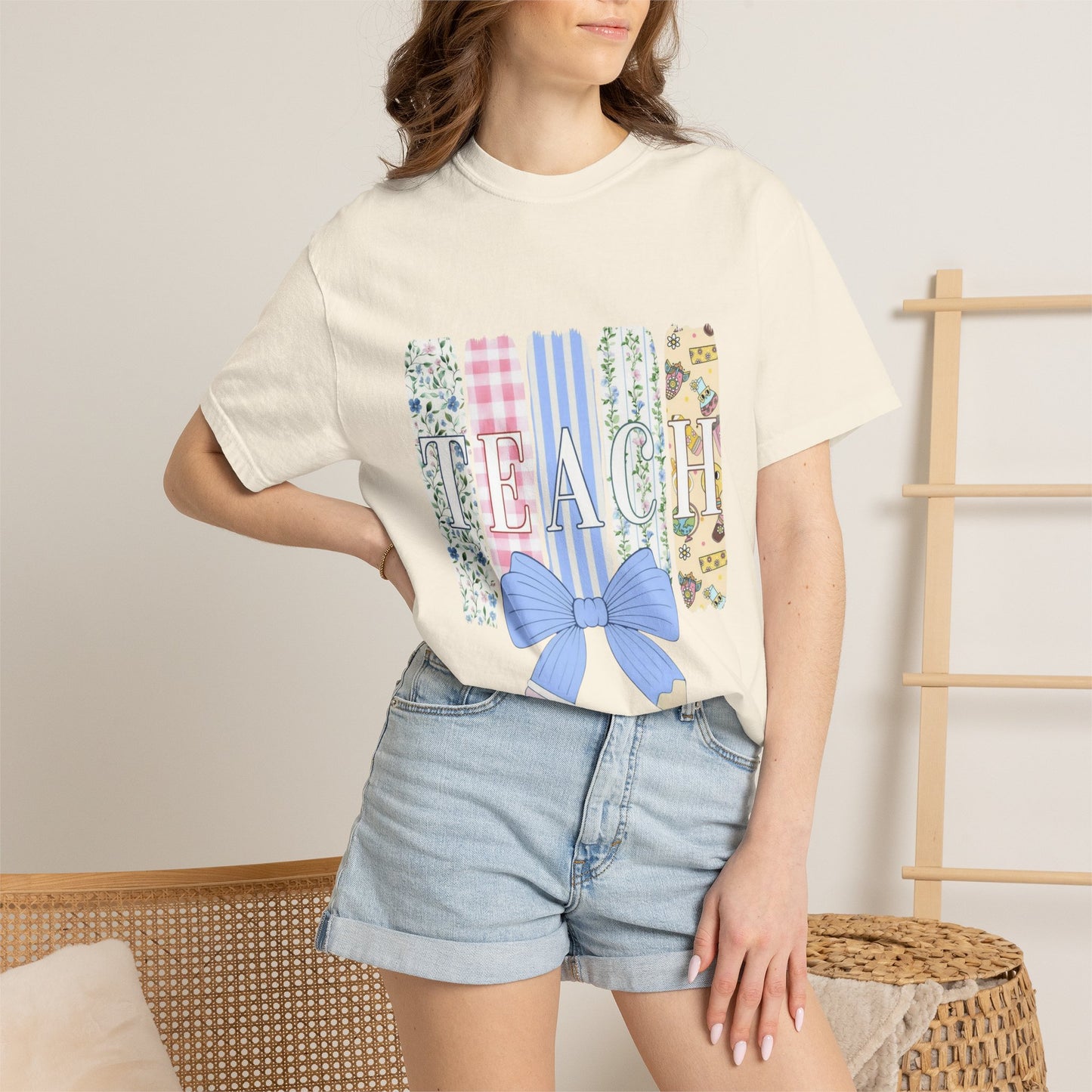 Teacher Floral Pencil Bow T-Shirt