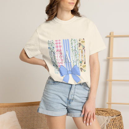 Teacher Floral Pencil Bow T-Shirt