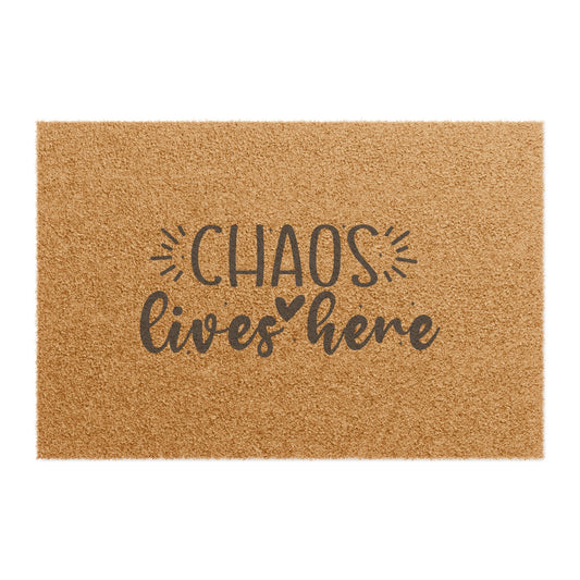 Chaos Lives Here Doormat – Funny Welcome Coir Mat for Family Homes