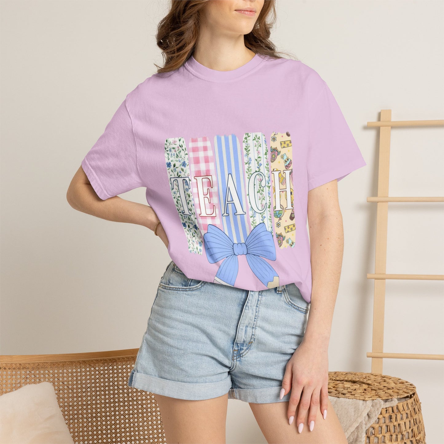 Teacher Floral Pencil Bow T-Shirt