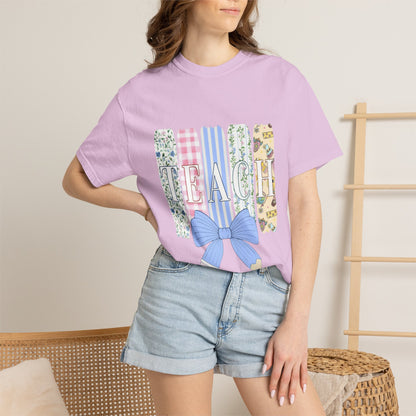 Teacher Floral Pencil Bow T-Shirt