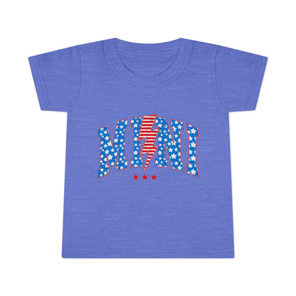 Toddler T-Shirt — "Mini" Patriotic Stars & Stripes Lightning Bolt