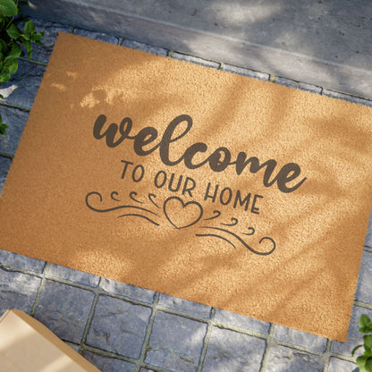 Welcome to Our Home Coir Doormat — Decorative Outdoor/Indoor Entrance Mat
