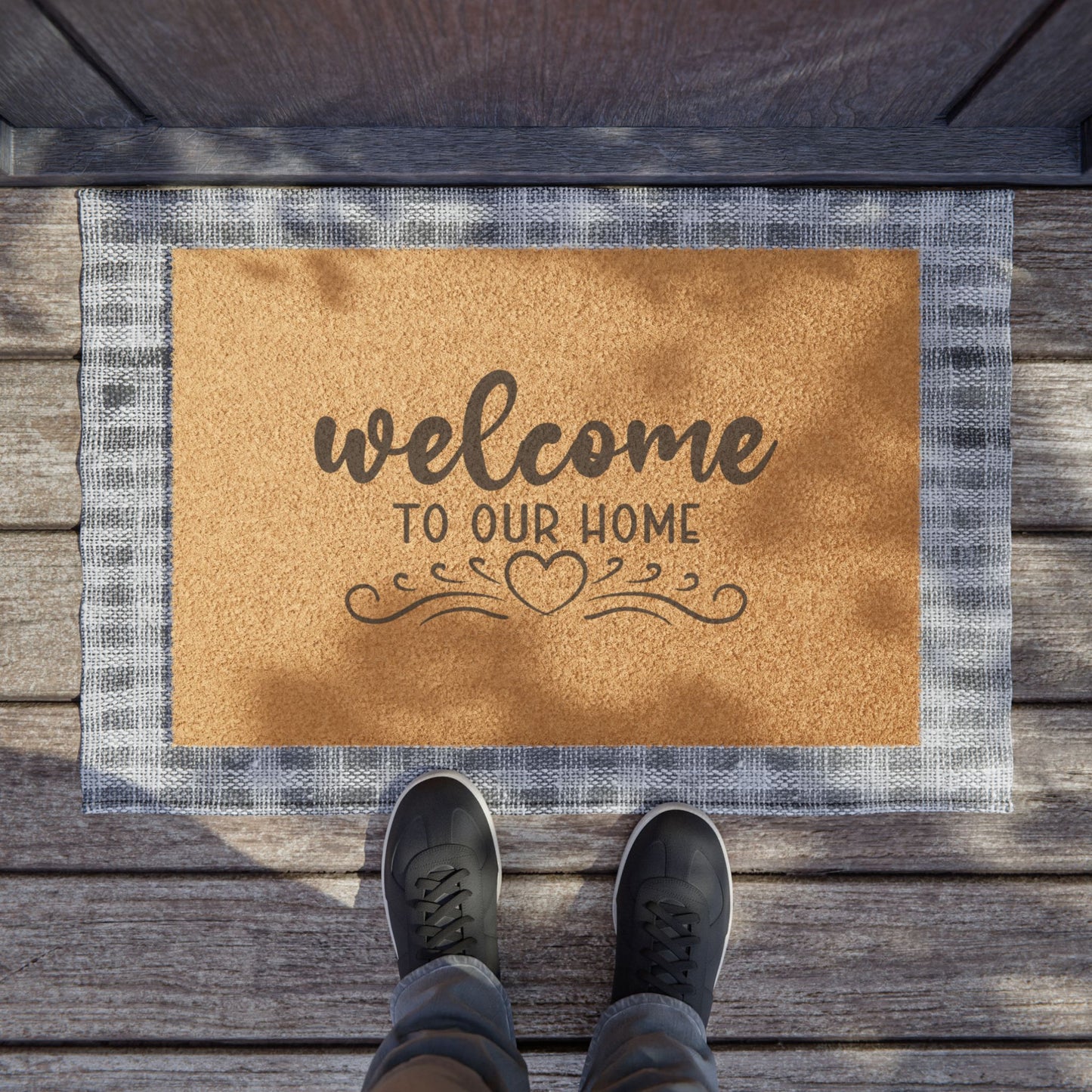 Welcome to Our Home Coir Doormat — Decorative Outdoor/Indoor Entrance Mat