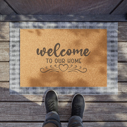 Welcome to Our Home Coir Doormat — Decorative Outdoor/Indoor Entrance Mat