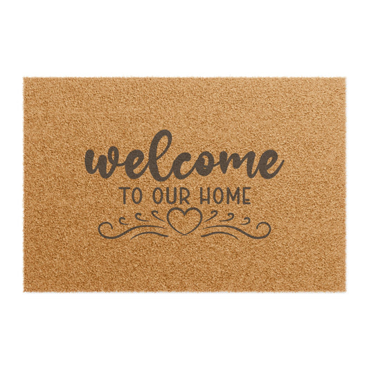 Welcome to Our Home Coir Doormat — Decorative Outdoor/Indoor Entrance Mat