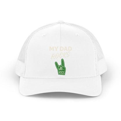Trucker Hat — "My Dad Rocks" Retro Foam Finger Dad Cap