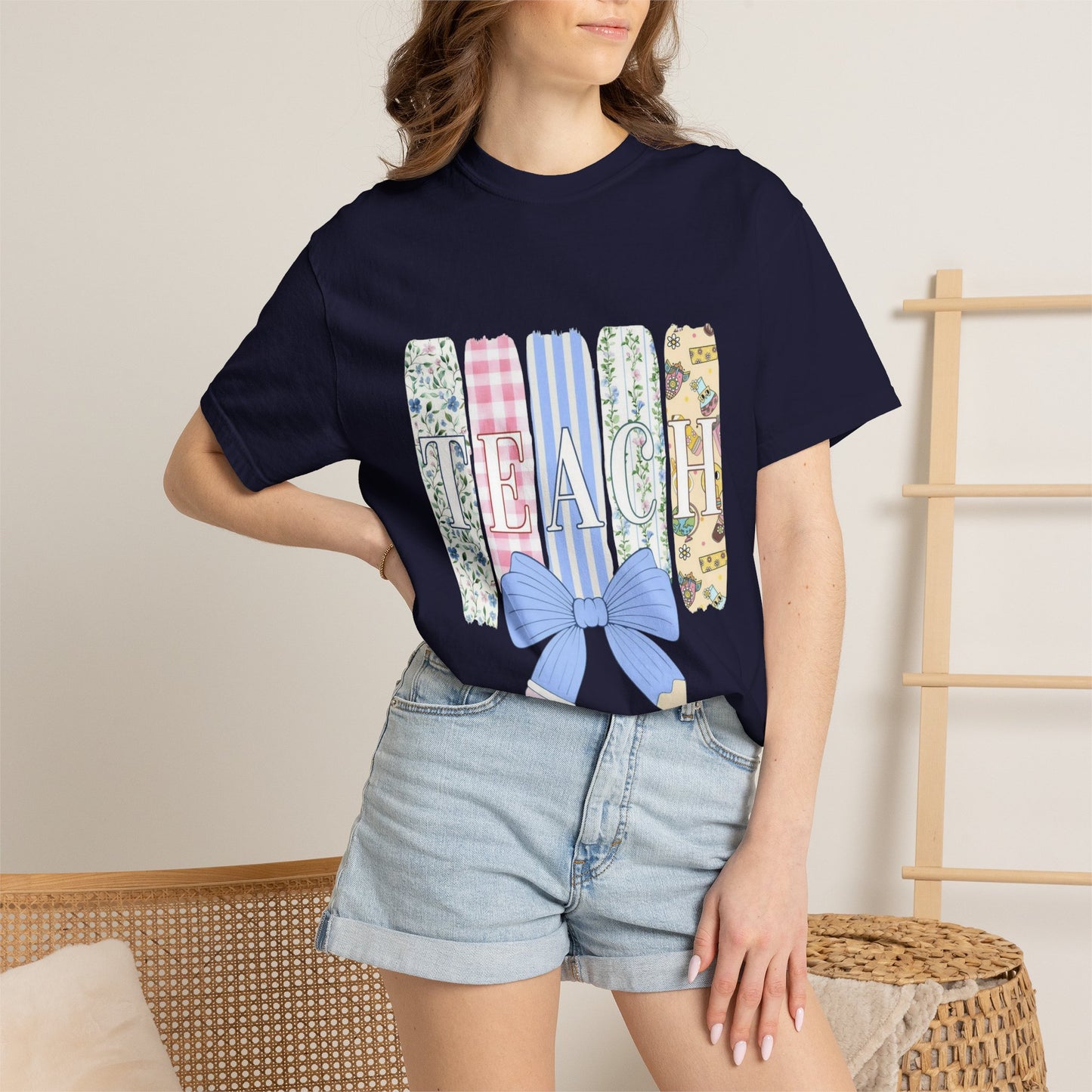 Teacher Floral Pencil Bow T-Shirt