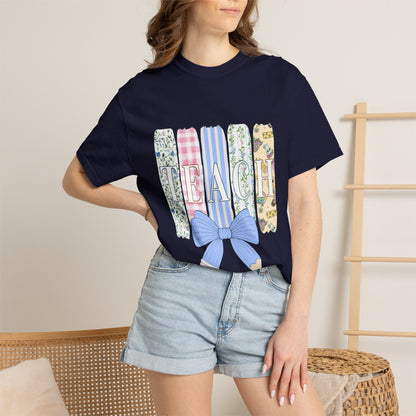 Teacher Floral Pencil Bow T-Shirt