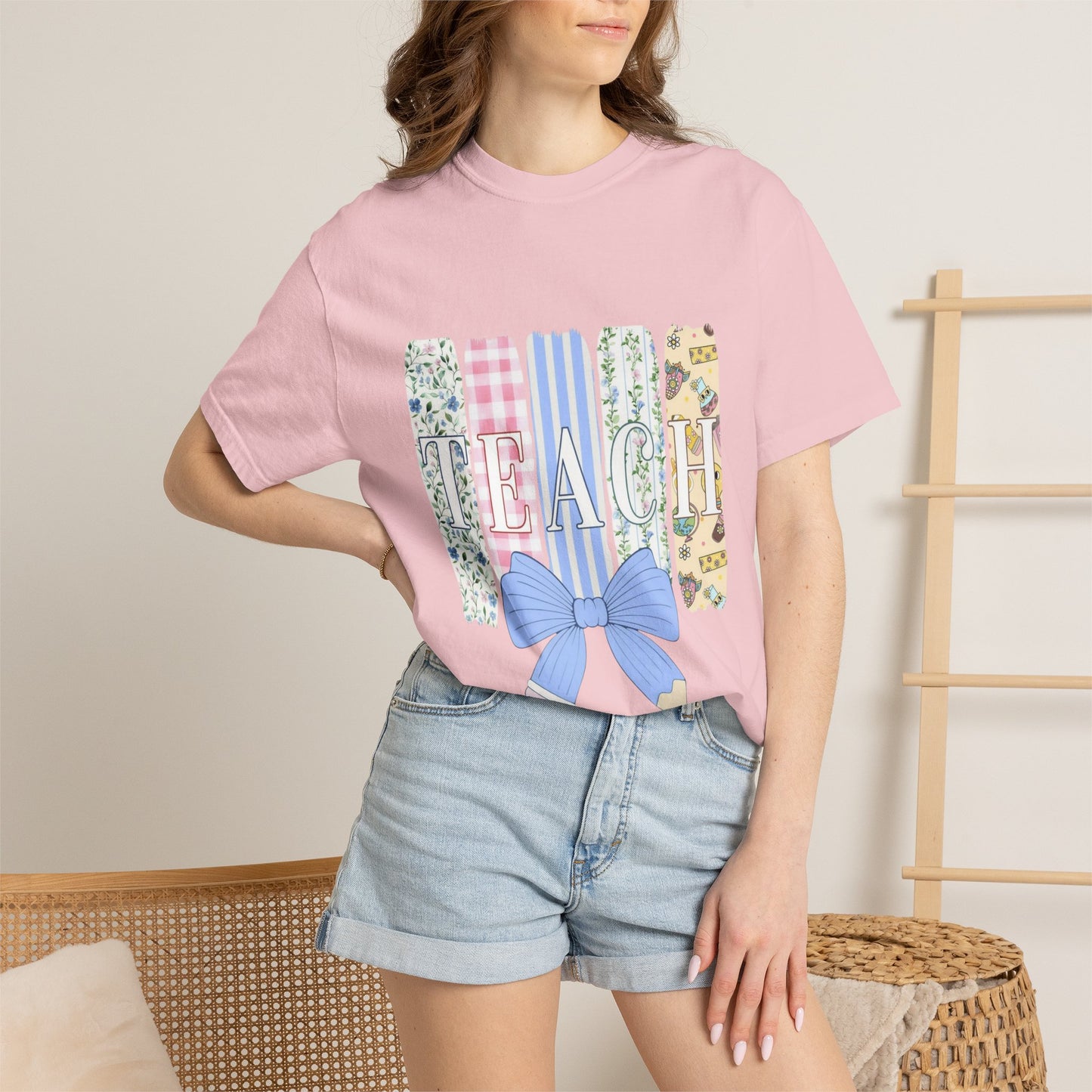 Teacher Floral Pencil Bow T-Shirt