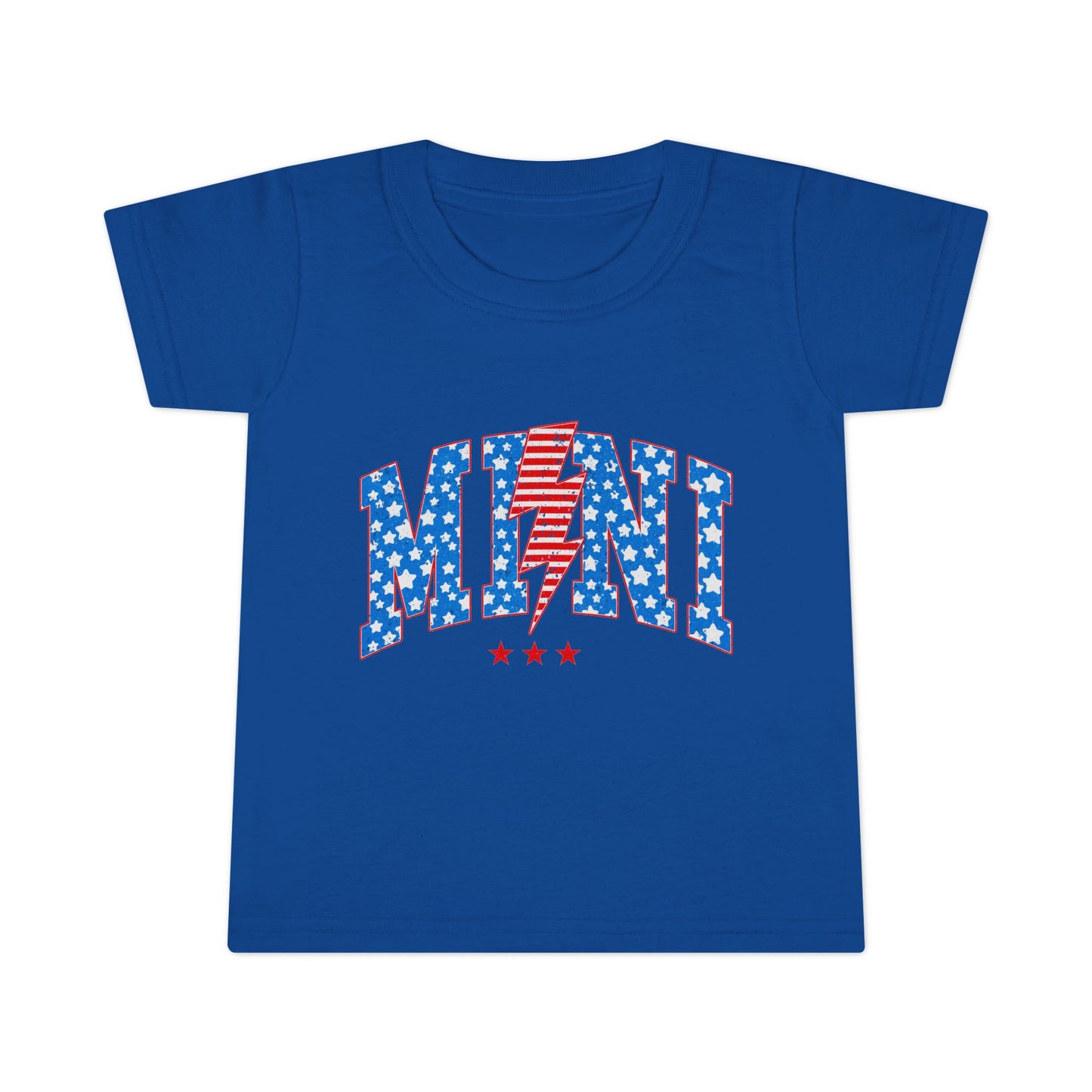 Toddler T-Shirt — "Mini" Patriotic Stars & Stripes Lightning Bolt