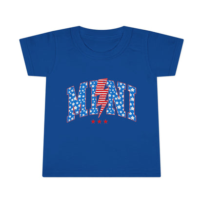 Toddler T-Shirt — "Mini" Patriotic Stars & Stripes Lightning Bolt