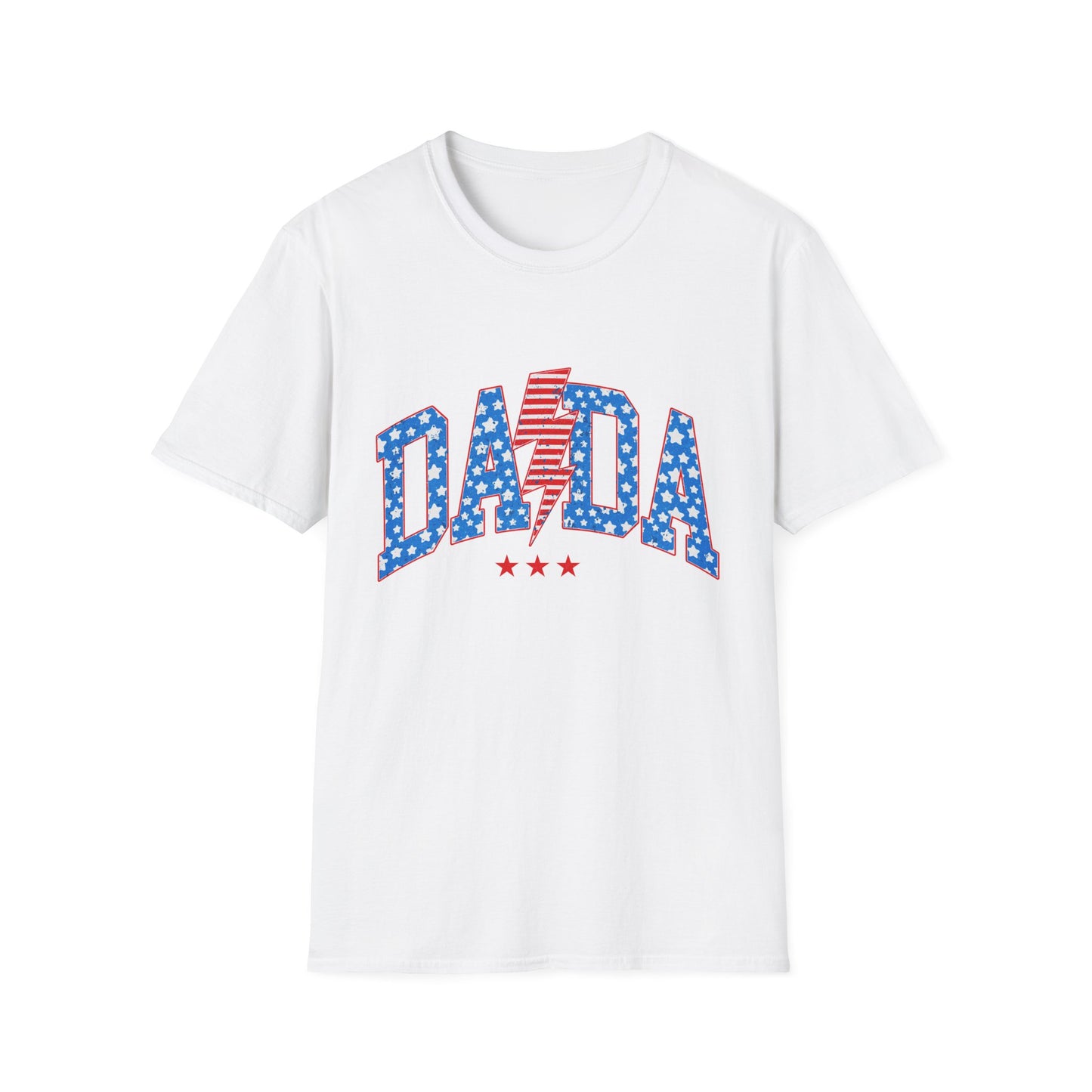 DADA Patriotic Lightning T-Shirt — American Flag Stars & Stripes Dad Tee