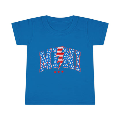 Toddler T-Shirt — "Mini" Patriotic Stars & Stripes Lightning Bolt