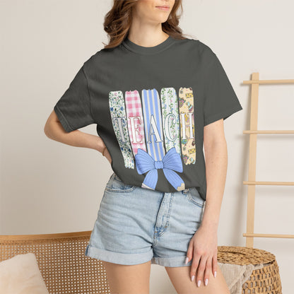 Teacher Floral Pencil Bow T-Shirt