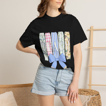 Teacher Floral Pencil Bow T-Shirt