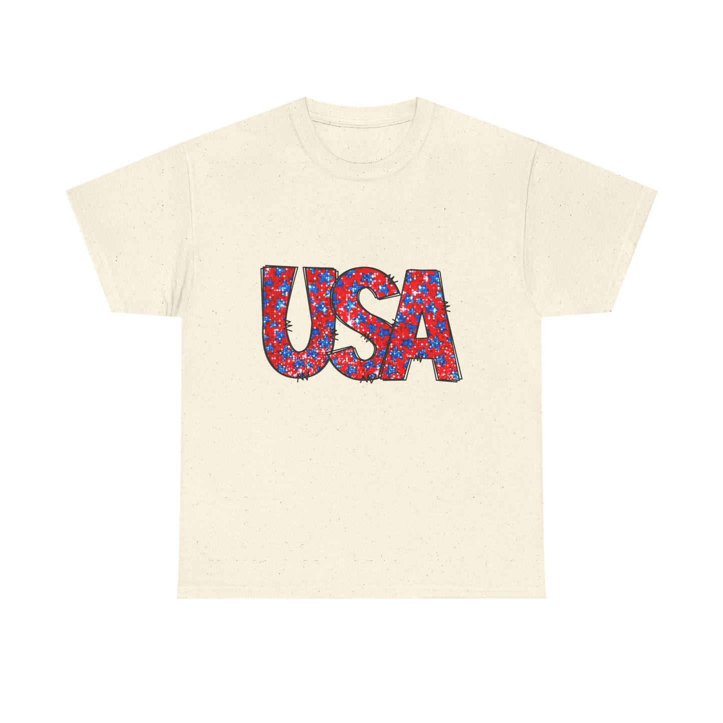 USA Floral Print T-Shirt — Patriotic Red & Blue Tee for 4th of July