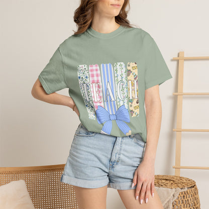 Teacher Floral Pencil Bow T-Shirt