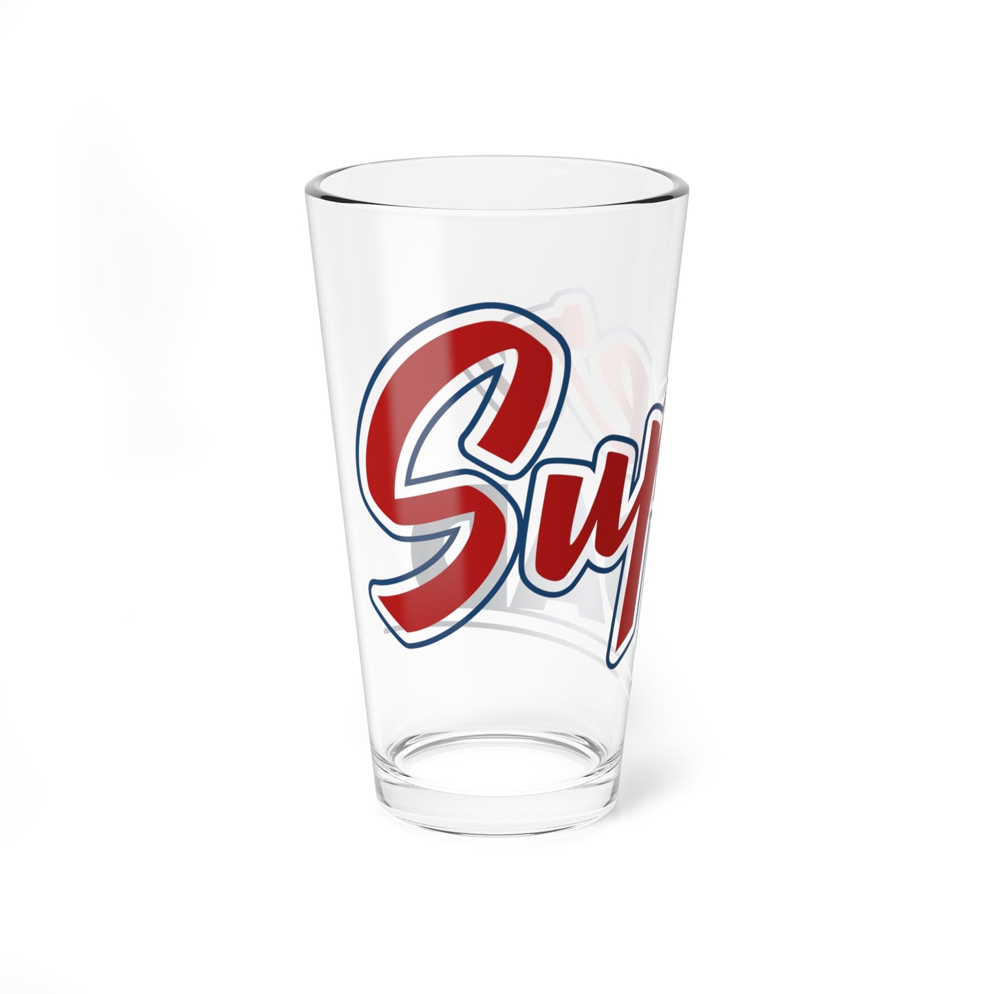 Mixing Glass — “Super Dad” 16oz Beer Pint Glass, Father’s Day Gift