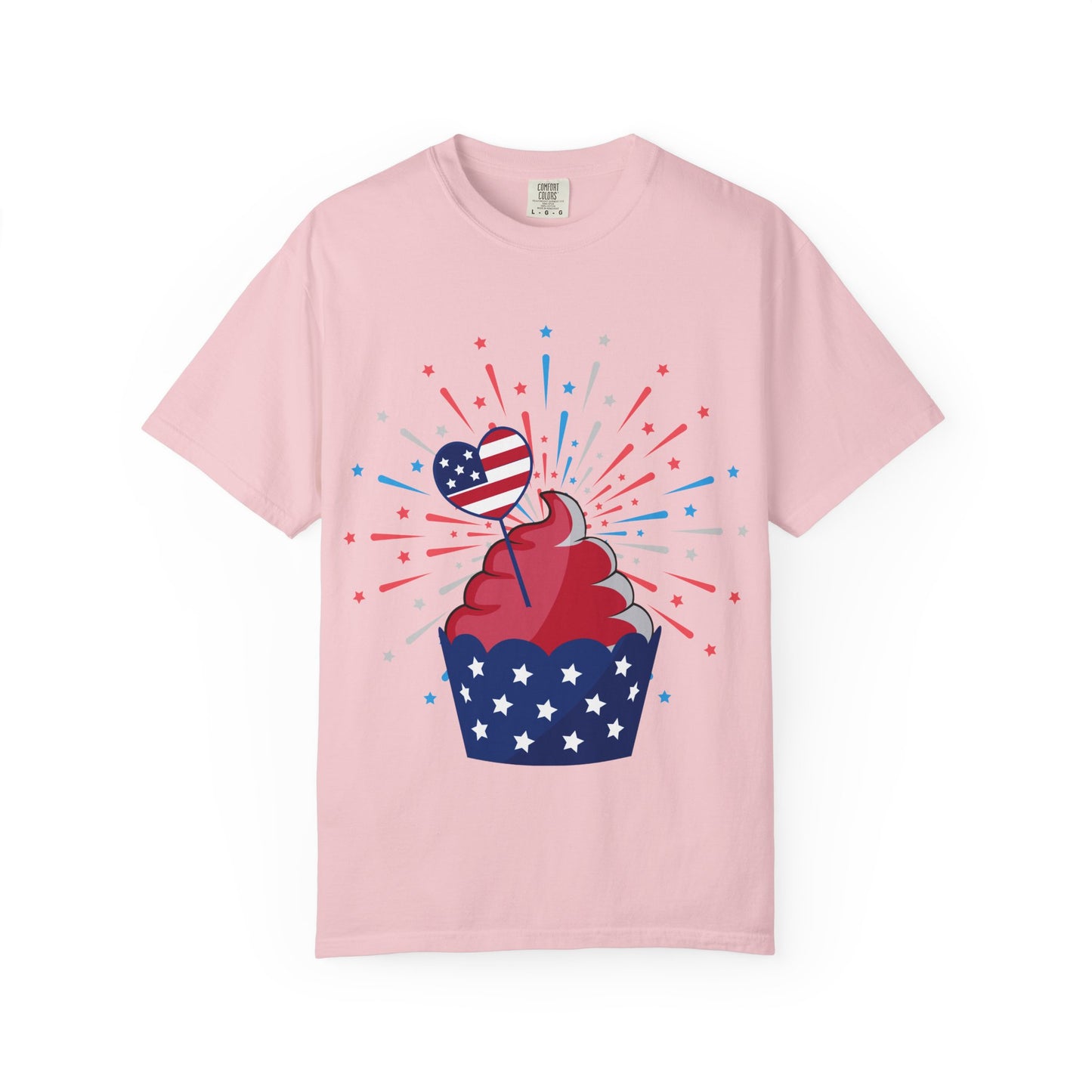 Patriotic Cupcake T-Shirt — USA Flag Firework 4th of July Tee