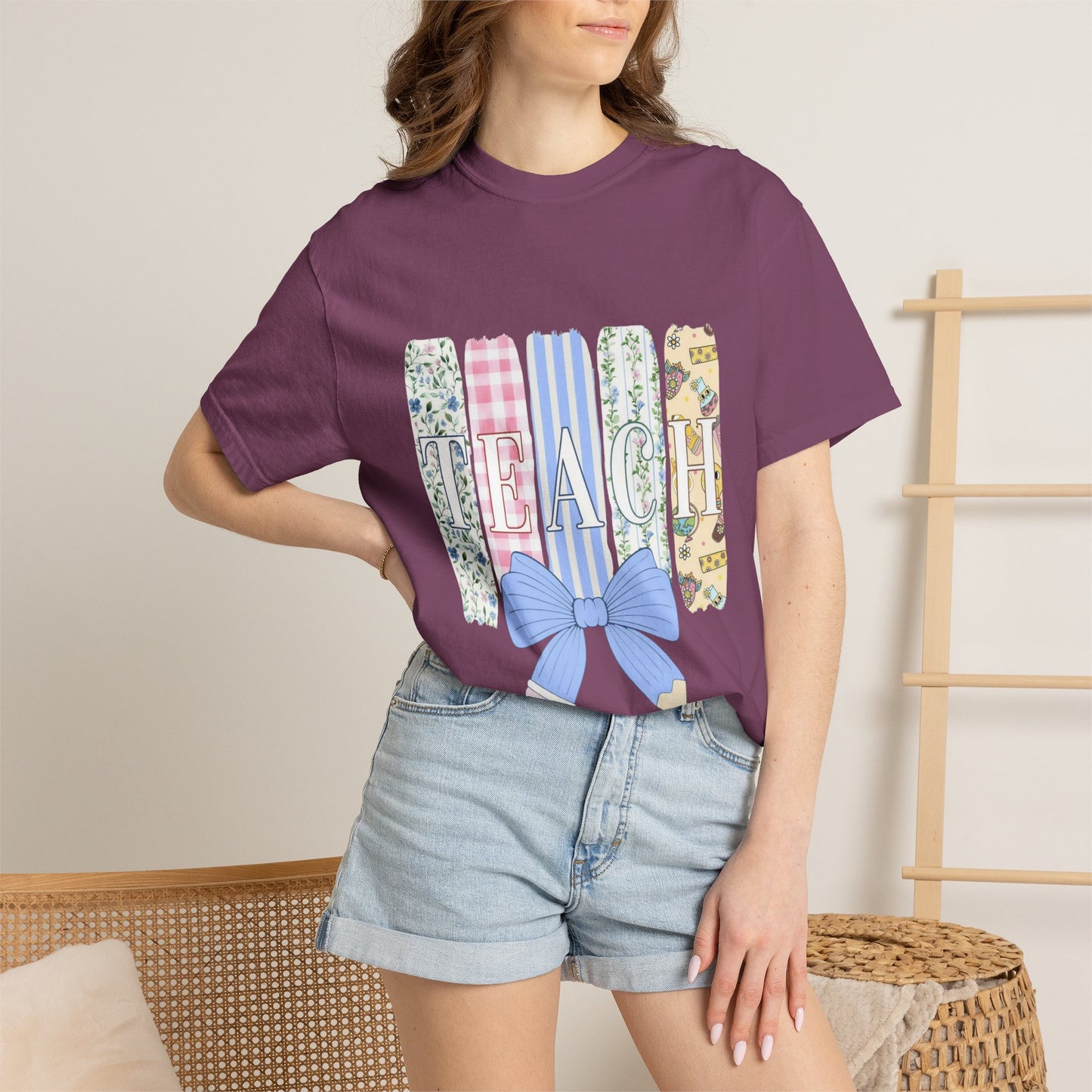 Teacher Floral Pencil Bow T-Shirt