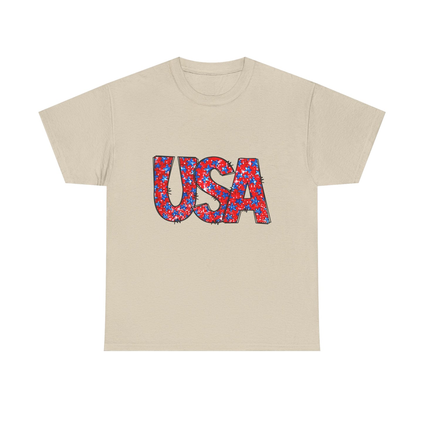 USA Floral Print T-Shirt — Patriotic Red & Blue Tee for 4th of July