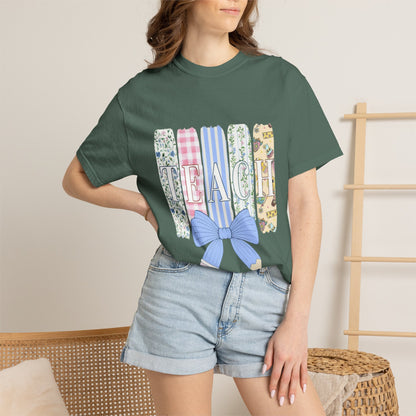 Teacher Floral Pencil Bow T-Shirt