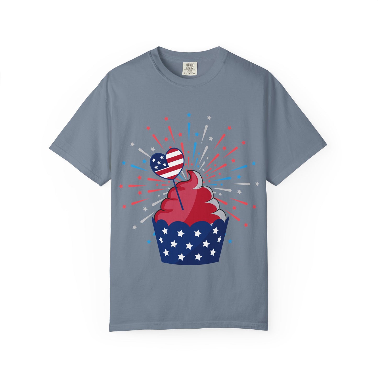 Patriotic Cupcake T-Shirt — USA Flag Firework 4th of July Tee