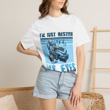 Resting My Eyes T-Shirt — Funny Retro Skull Nap Graphic Tee