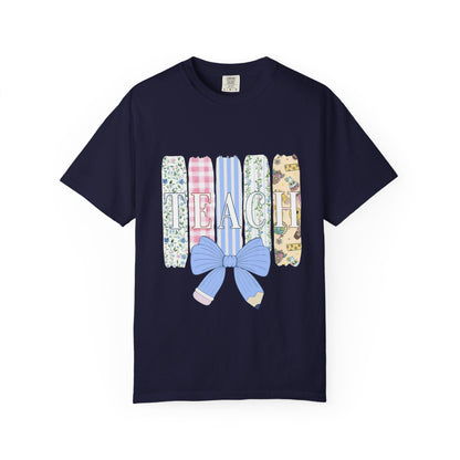 Teacher Floral Pencil Bow T-Shirt