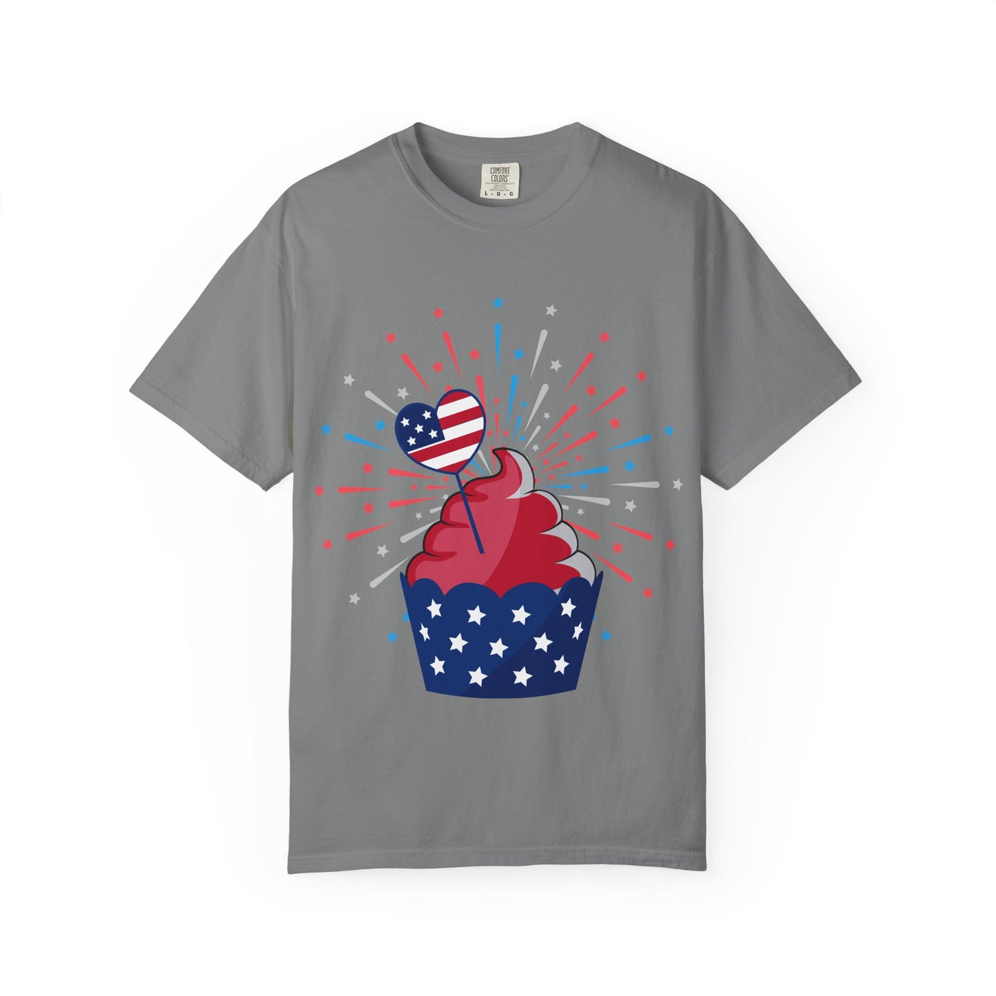 Patriotic Cupcake T-Shirt — USA Flag Firework 4th of July Tee